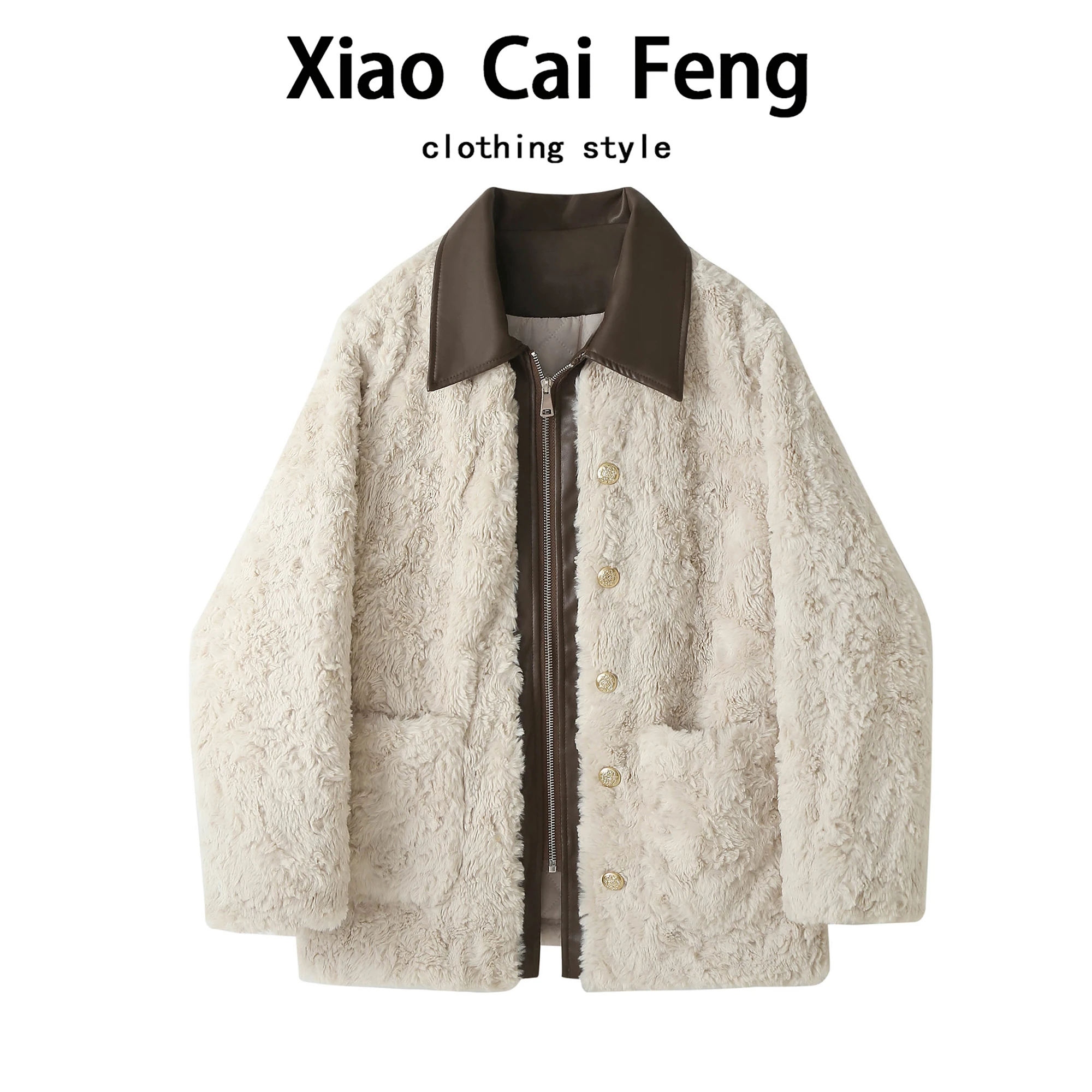 

Lamb Fur Jaet Women's Thiened Cotton Sandwiched Leather And Fur Inteated Winter New Sle Lazy Sle Casual Faion