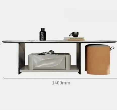 

N Wabi sand wind microcrystalline stone coffee table living room household size apartment tea table oval modern simplicity