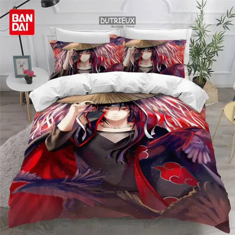 Conjunto de cama 3D Anime para adultos e crianças, Sasuke Uchiha, capa de edredão Uzumaki, duplo, gêmeo, completo, rainha, rei, capa de edredão