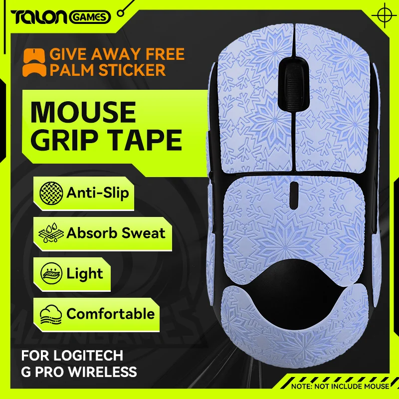 Blue TALONGAMES Mouse Grip Tape Snow Pattern For Logitech GPRO Wireless / GPW,Palm Sweat Absorption,All Inclusive Anti-Slip Tape