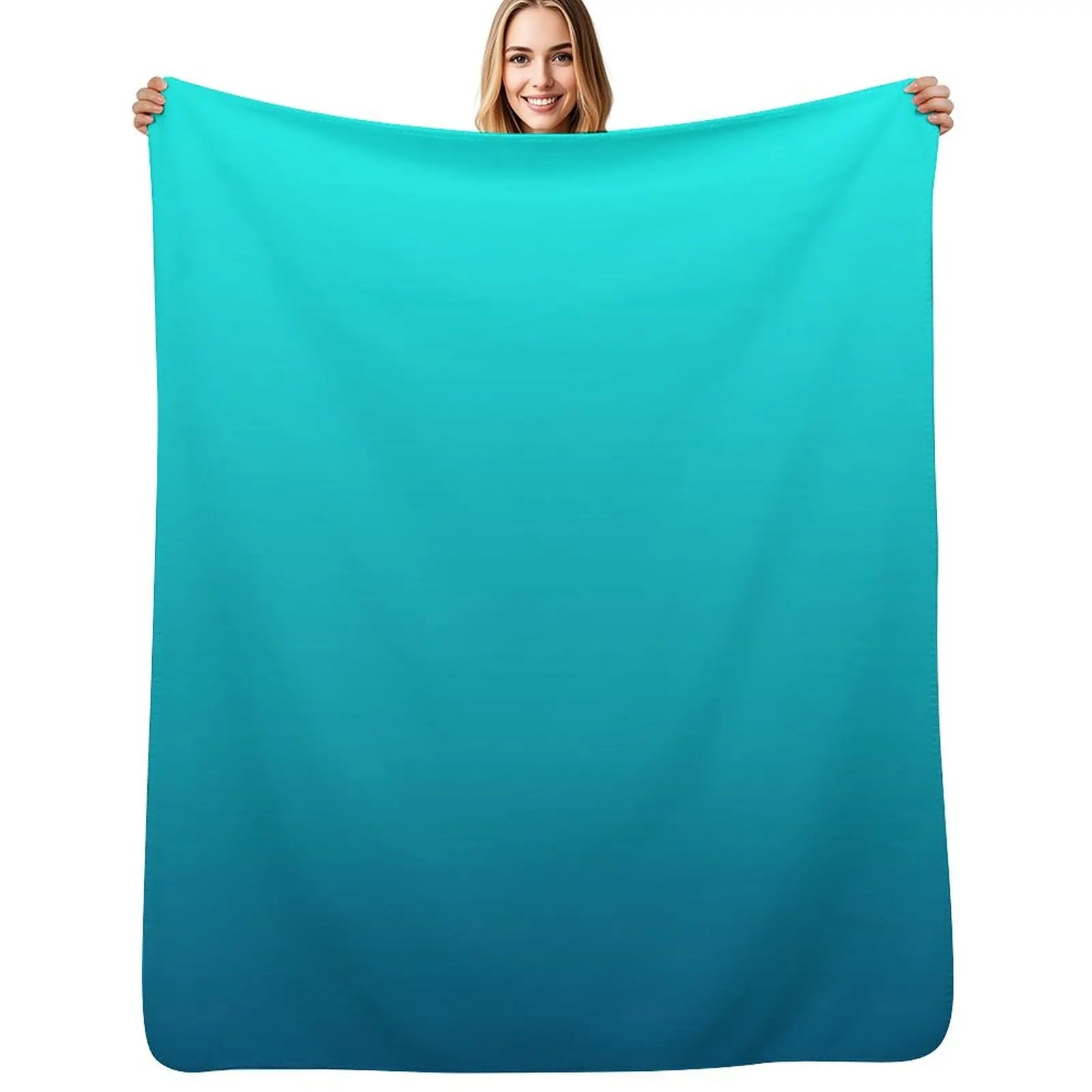 

preppy summer beach teal blue turquoise ombre Throw Blanket Stylish Decor Blanket Gift for Friends Roommate