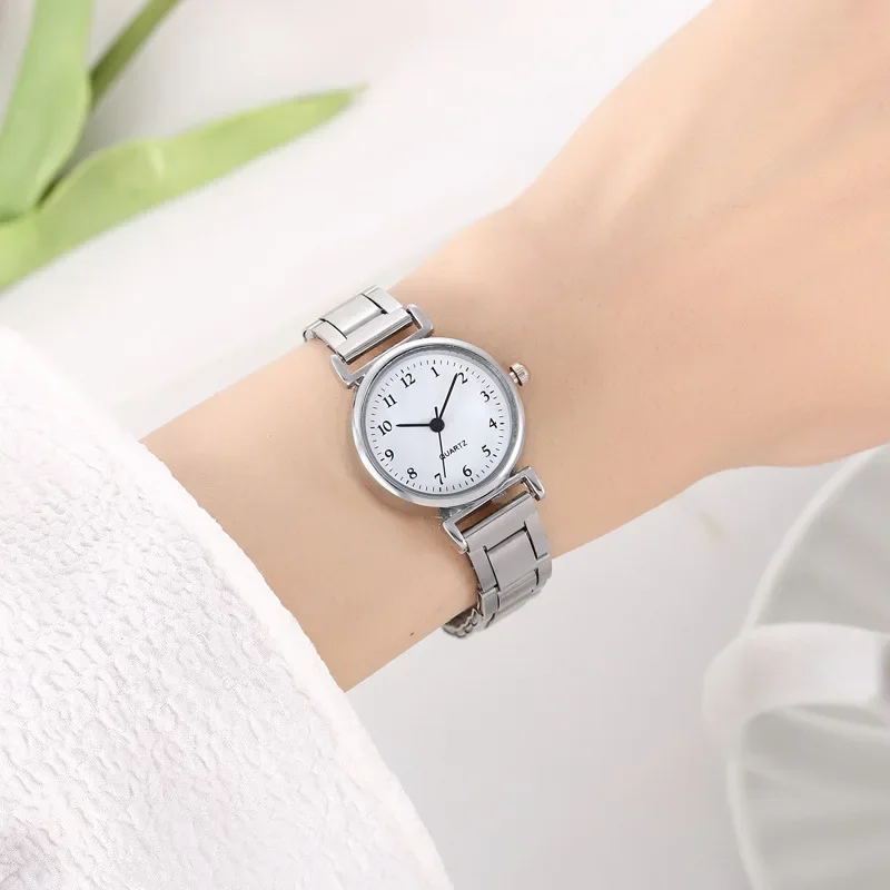 Reloj de cuarzo analógico a la moda, relojes de pulsera de lujo para mujer, correa de acero inoxidable, reloj de pulsera Digital informal para mujer