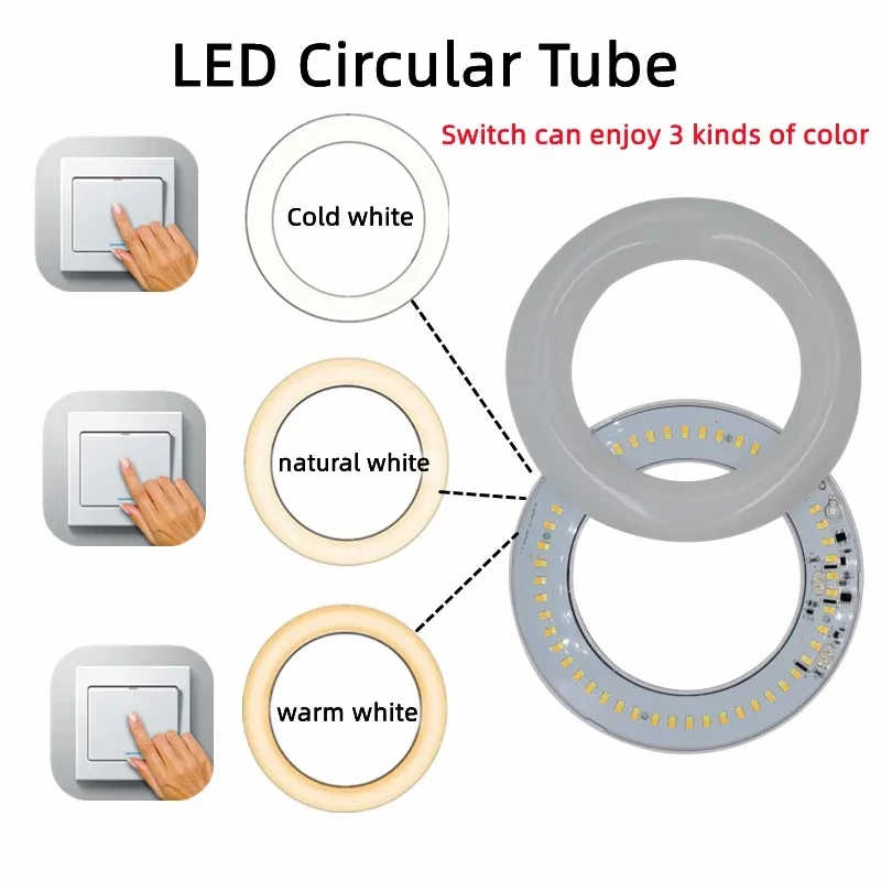 T9 LED Circline Light Bulbs 8 Inch 12Inch 230V FC8 T9 Replacement for 22W Circle Fluorescent Lamp Fixture G10Q Adjustable Color