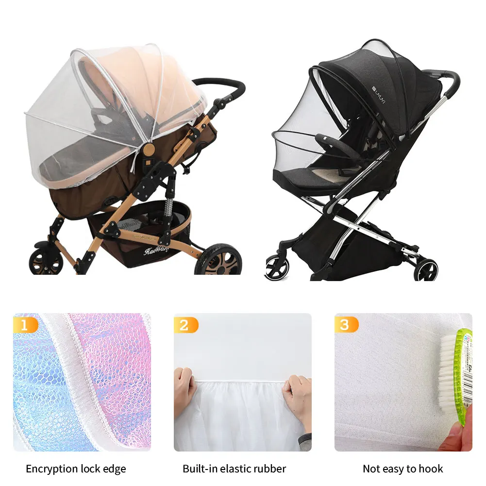 Mosquitera para cochecito de bebé, carrito de cochecito de malla con cremallera, protector contra insectos, malla segura, protección para bebés, accesorios para cochecito de bebé