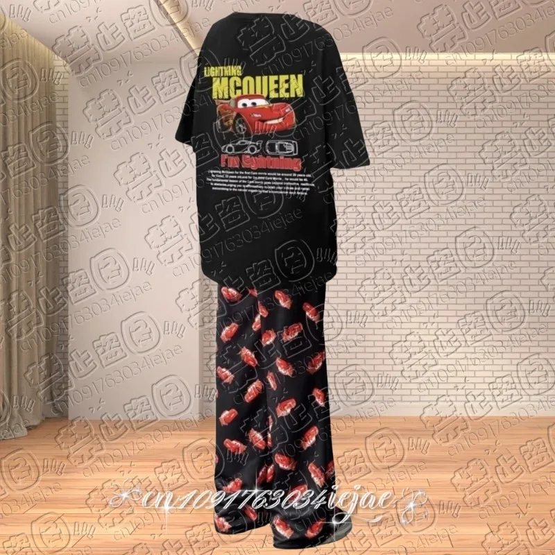 2026 حار هالوين الخريف/الشتاء سيارات البرق ماكوين و سالي تي شيرت مع بنطلون بيجاما بدلة كبيرة الحجم الكبار/أطفال الملابس #2
