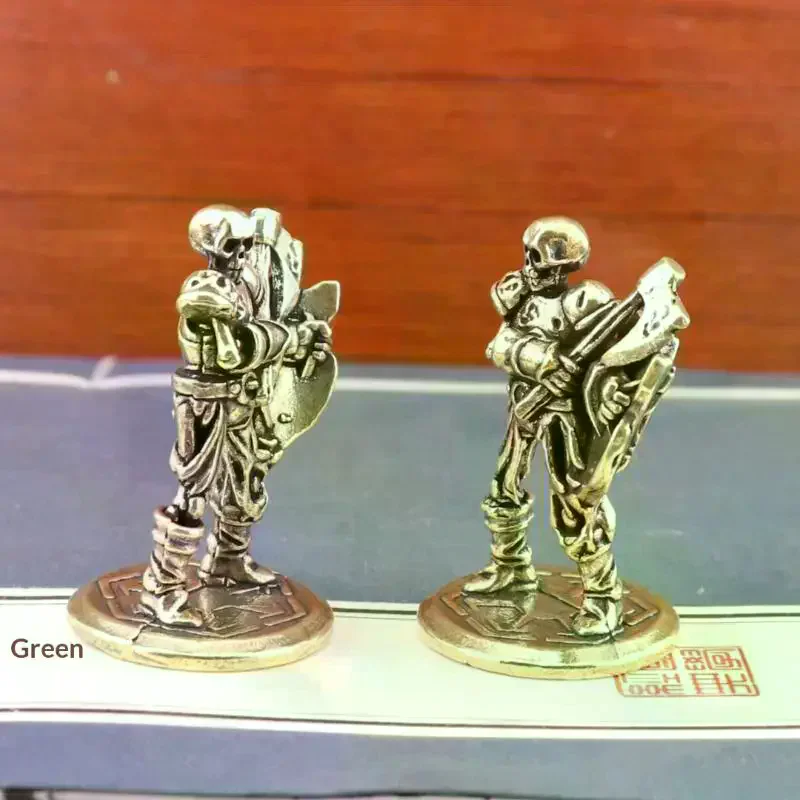 Retro Brass Skeleton Warrior Statue Desktop Ornaments Home Room Decorations Skeleton Man Figurines Miniatures