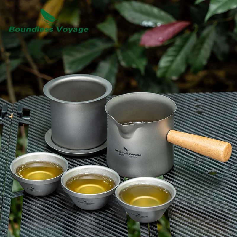 Boundless Voyage 200ml Titanium Cup Mini Teacup Ultralight Camping Travel Water Cup Coffee Mug