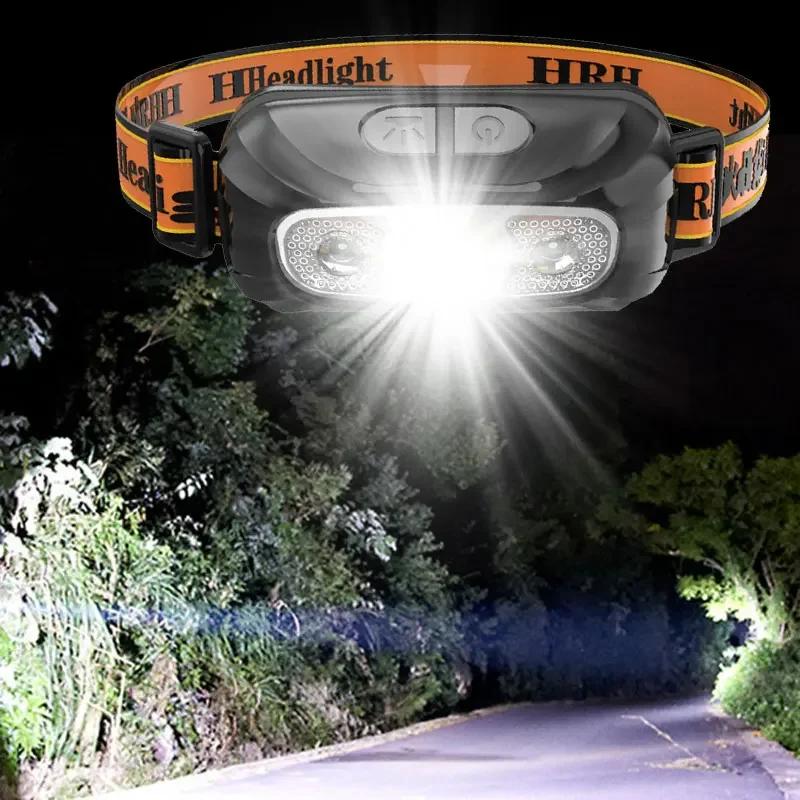 Mini Rechargeable Powerful Sensor Headlamp Fishing Camping USB Head Flashlight COB LED Head Light Torch Headlights Front Lantern