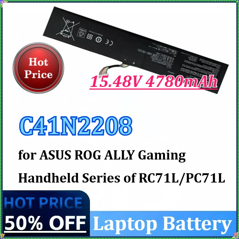 

New 15.48V 4780mAh 74Wh C41N2208 Laptop Battery for ASUS ROG ALLY Gaming Handheld Series of RC71L/PC71L Expand High Capacity