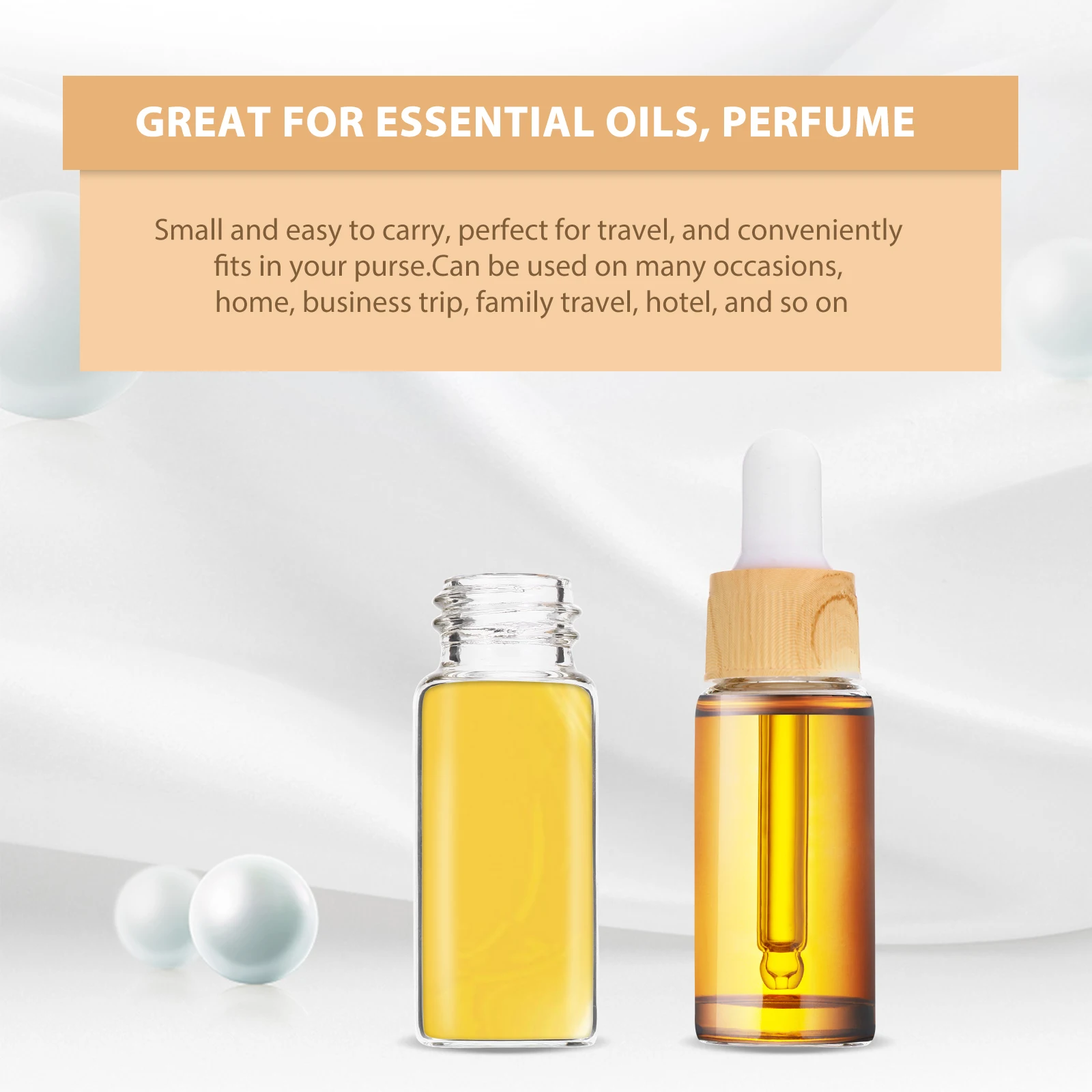 

8Pcs Wood Texture Dropper Bottles Refillable Glass Essential Oil Bottles Travel Perfume Portable Dispenser Sample Bottle