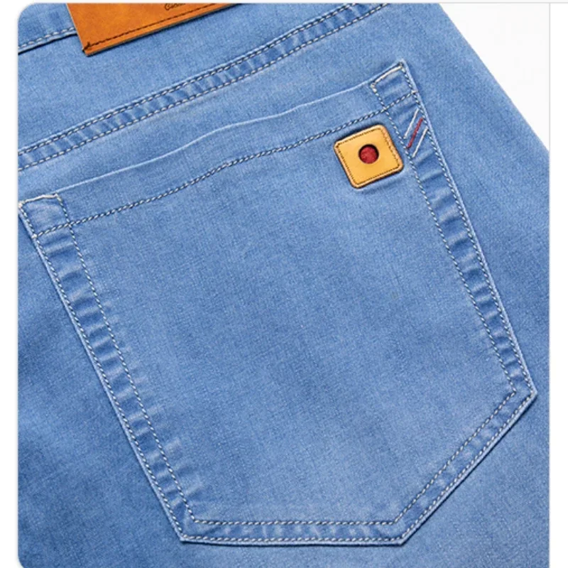 2024 Summer Thin Men’s Casual Jeans Classic Style Stretch Straight Fashion Loose Denim Shorts Blue Gray Male Large Size 4244 46