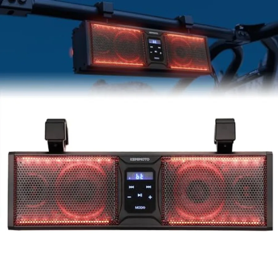 

16-Inch UTV Sound Bar with Bluetooth Connectivity and Multicolor LED Lighting for ATV Golf Cart SXS Vehicles Compatible with Po