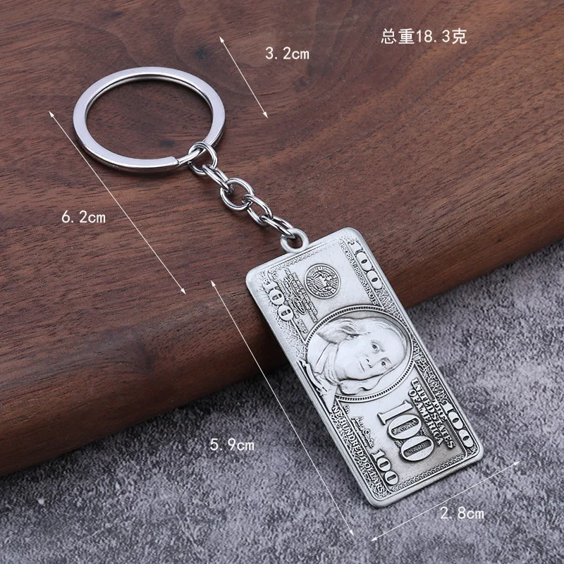 Hip-Hop Accessories, Hot-Selling Personalized Dollar-Shaped Alloy Keychains and Pendants, Available in Family Sizes