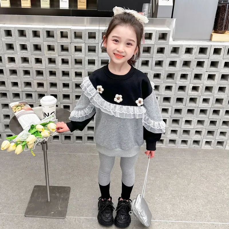 Spring Girls Clothing Sets Children Floral Pullover Sweatshirt Pants 2 Pcs Suit Kids Clothes Outfits Baby Tracksuits Sportswear