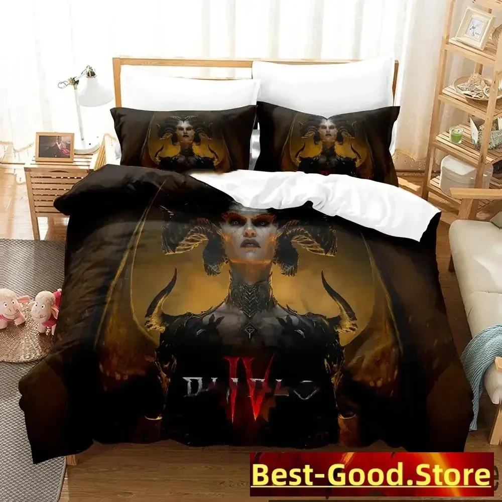 3D Print Diablo IV Game Bedding Set Duvet Cover Bed Set Quilt Cover Pillowcase Comforter king Queen Size Boys Adult Bedding