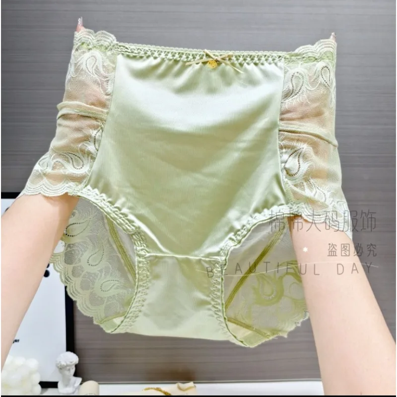 Light Luxury High Waist Explosive Non-trace Personality Lace Underwear Fat Mm Large Size 200 Pounds New Thin Elastic Sexy 2025
