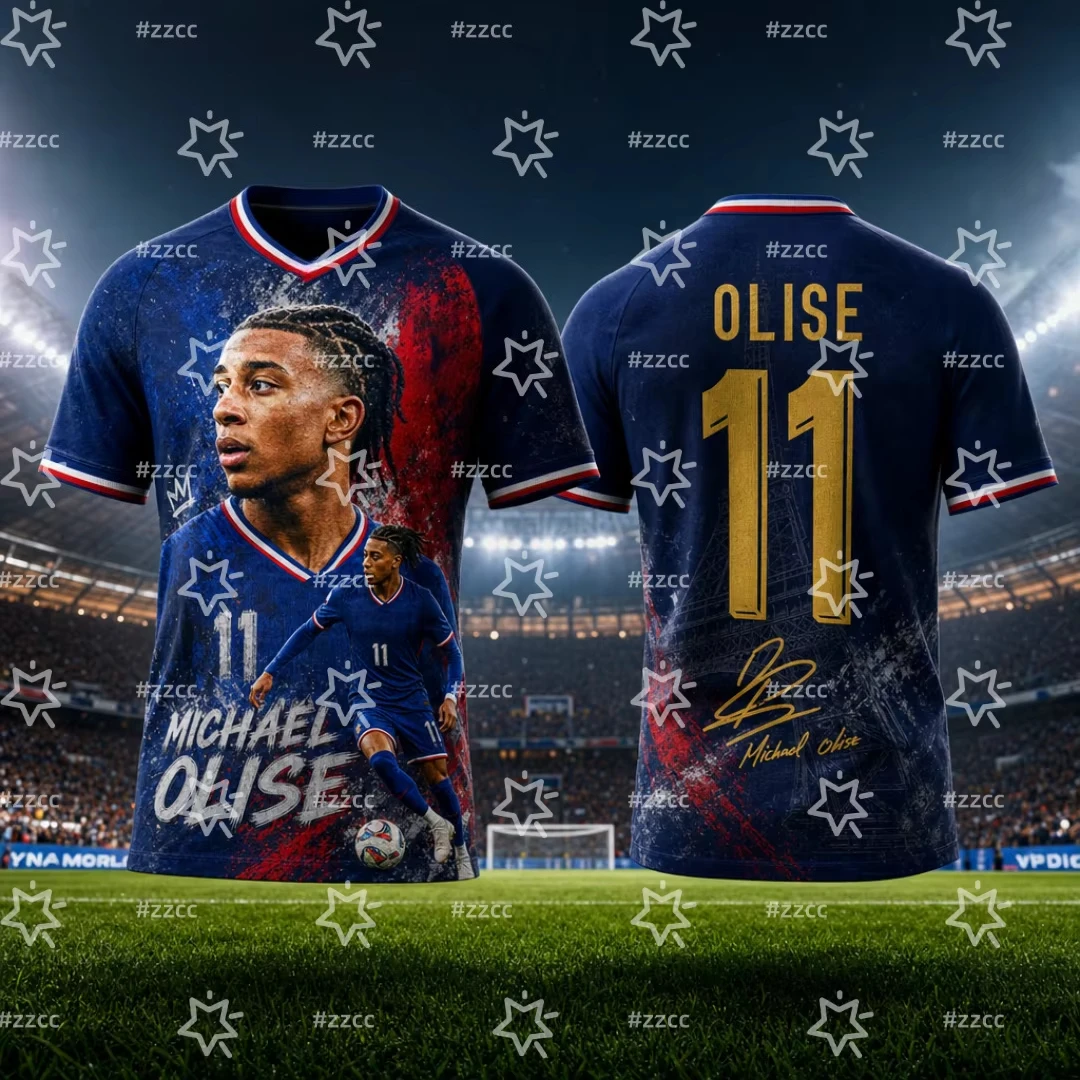 Rouge Blanc Bleu Décoration Bleu Marine Maillot Homme Femme Manche Courte Col Rond Coupe Ample Décontracté Football Top