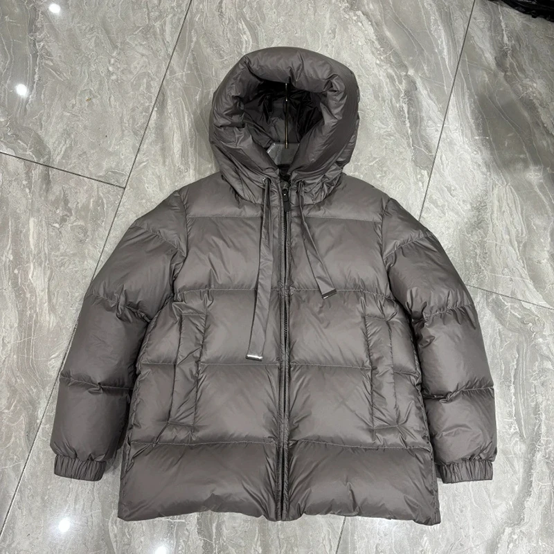 Schinteon jaqueta feminina casual outono inverno outwear com capuz grosso quente pato branco para baixo casaco luxuoso 2025 novo