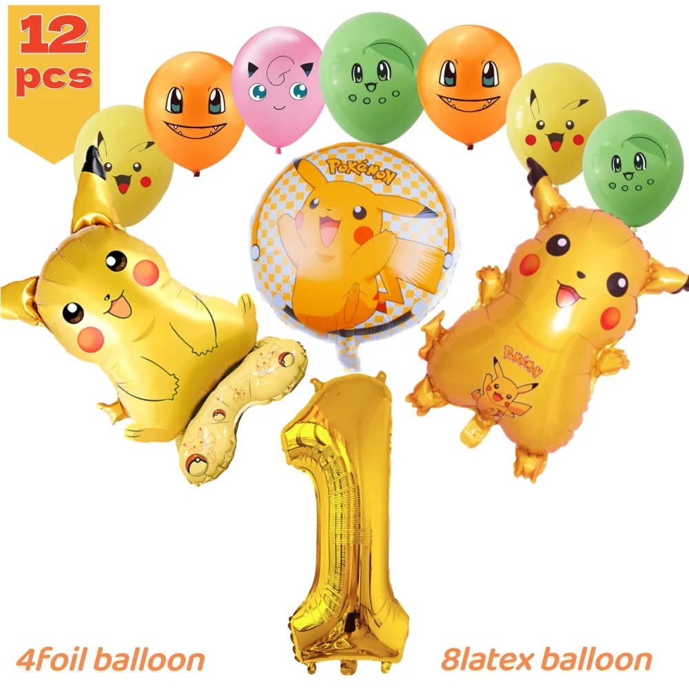 البوكيمون حفلة عيد ميلاد زينة بيكاتشو سعيد لوازم الحفلات مجموعة أدوات المائدة أكواب لوحات المناديل مفرش المائدة بالونات اكسسوارات #4