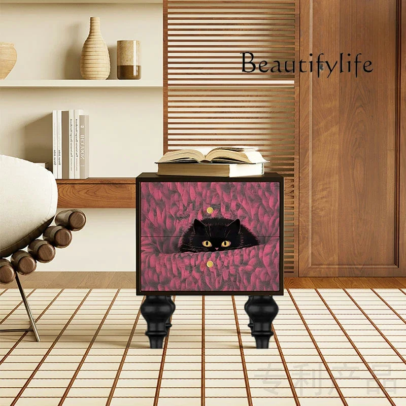 

yj5 Solid wood bedside table, bedroom room, locker, household integrated