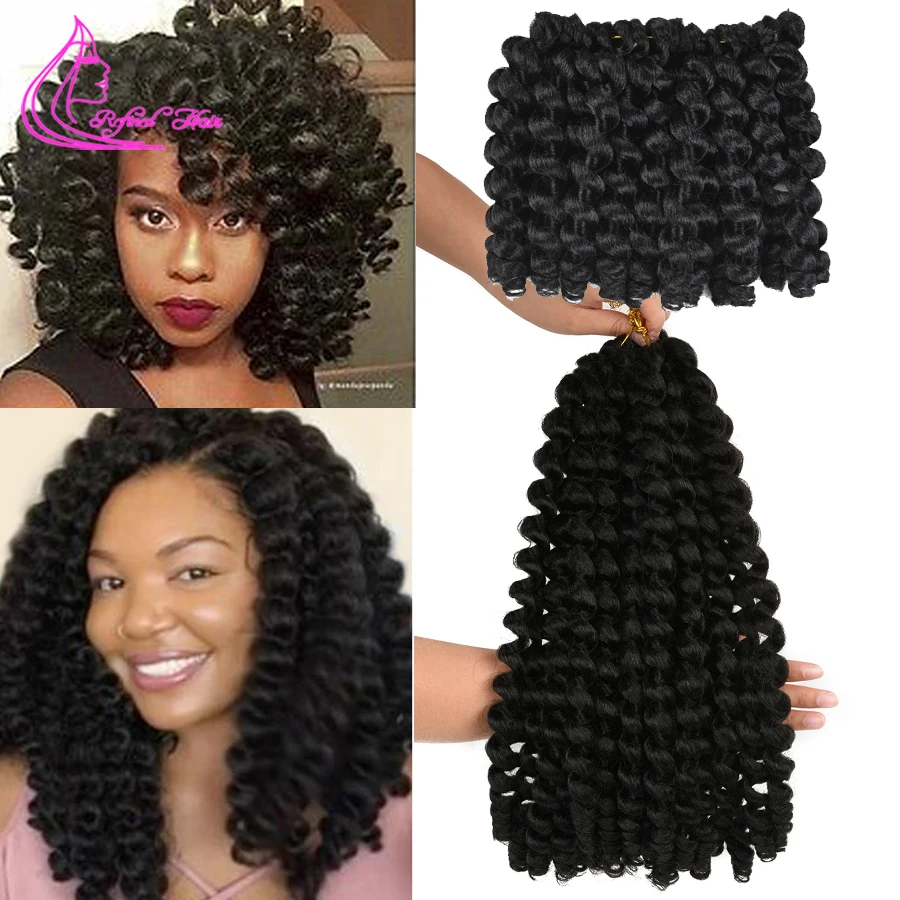 8 12inch Jamaican Bounce Jumpy Wand Curl Hair Synthetic Ombre Black Brown Red Crochet Braid Hair Extensions  20 strands per pack