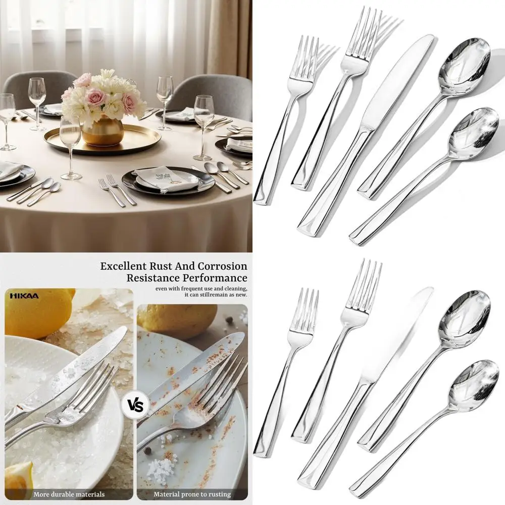 

8-Person Stainless Steel Silverware Set, Heavy Duty Cutlery for Home & Restaurant, Mirror Finish, Dishwasher Safe