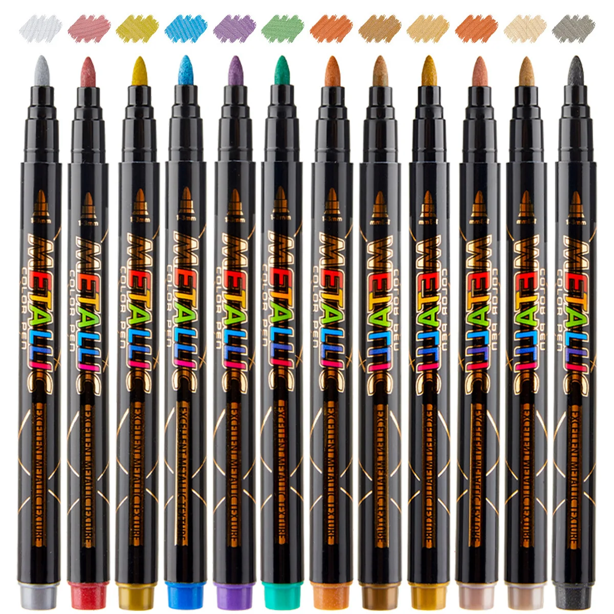 12/8 Colors Metallic Marker Pens Waterproof Non-Fading for Rock Glass Ceramic DIY Crafts Signature Pen Scrapbooking Stationery