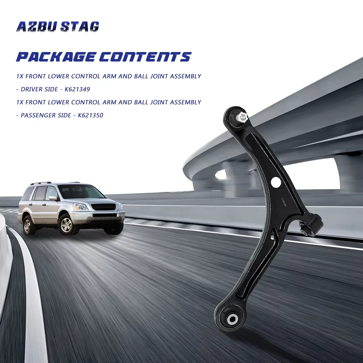 AzbuStag 2Pcs Front Lower Left Right Control Arm Suspension for HONDA PILOT ACURA MDX 2001 2002 2003 2004 2005 2006 2007 2008 - Image 5