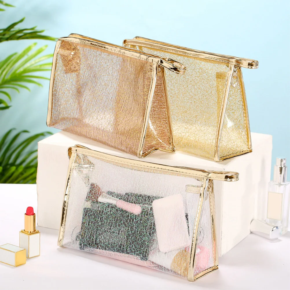

3Pcs Makeup Clear Toiletry Portable Square Women Bags Zipper Travel Beauty Transparent Makeup Bag ganizer Storage Pouch
