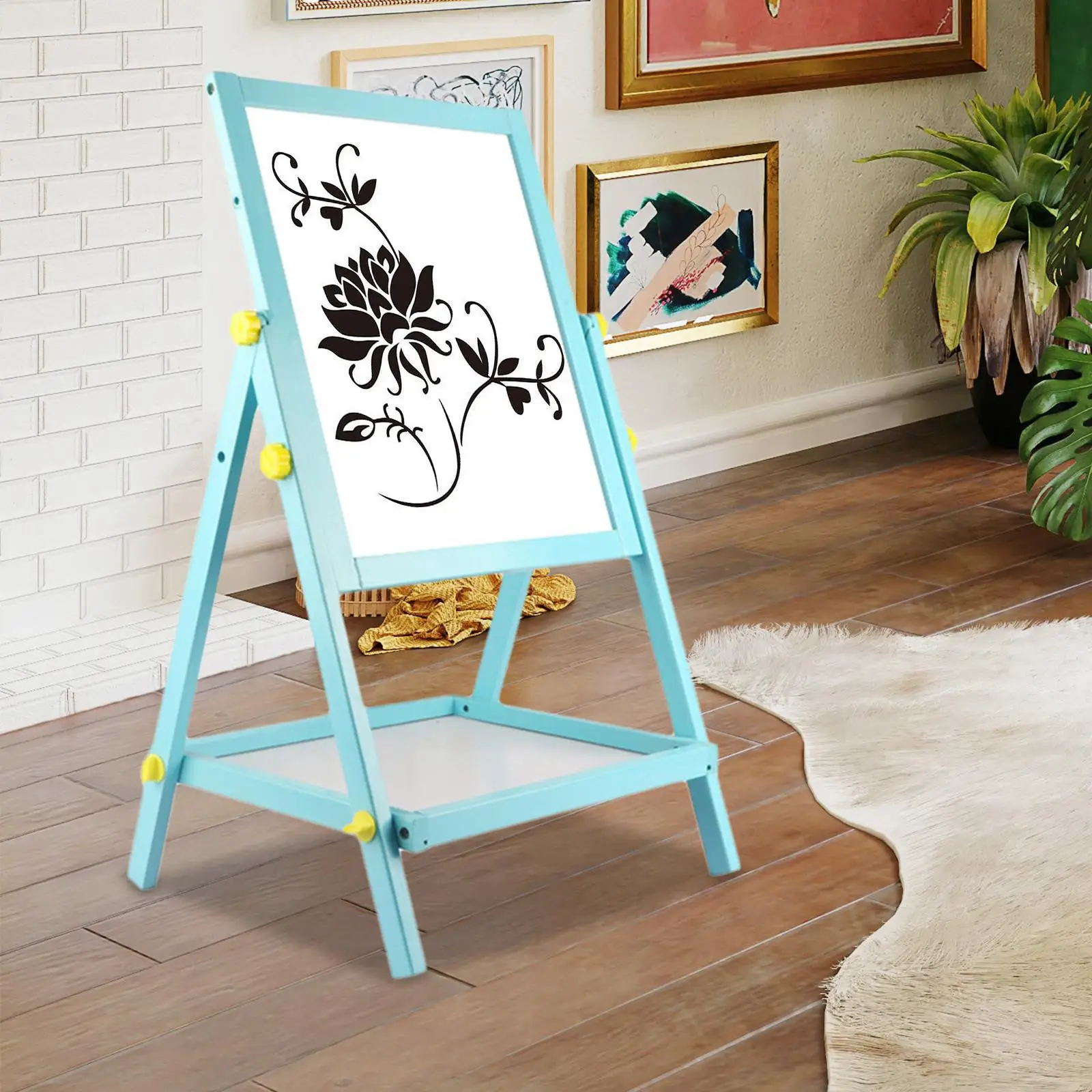 Art Easel Double Sided Whiteboard Chalkboard Drawing Board for Kids Children