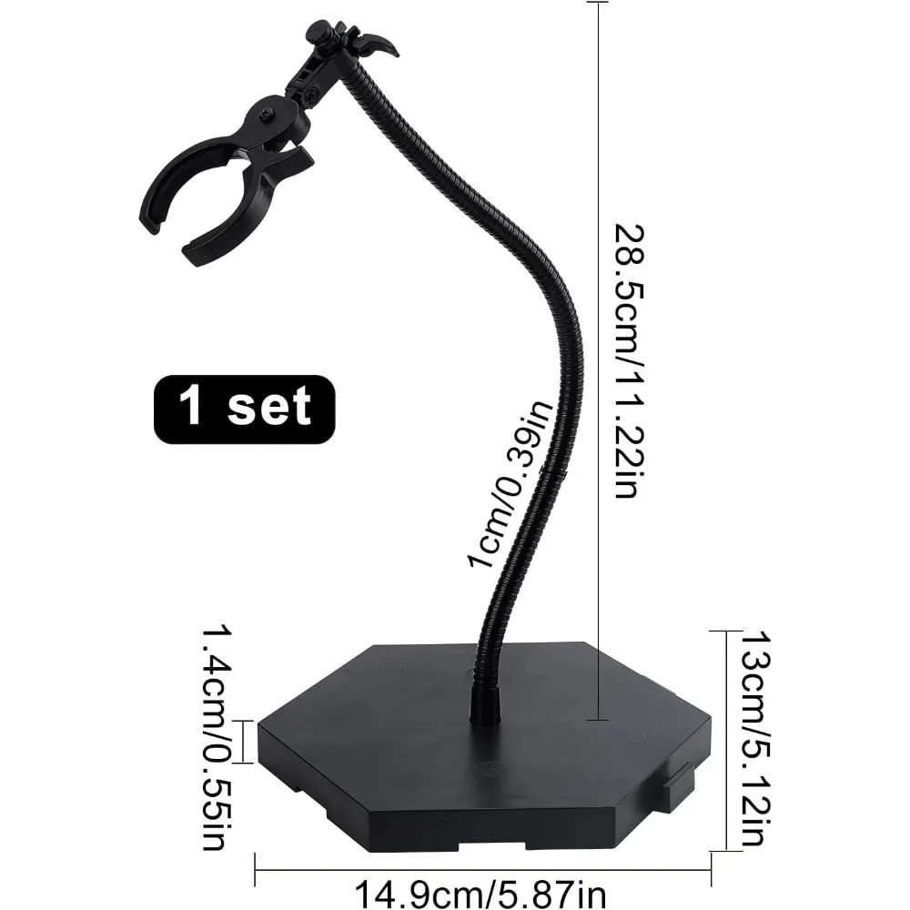 Doll Figure Stand (Snake-Like Flexible Metal Hose) Action Assembly Action Figure Display Holder Base Black Doll Model Support