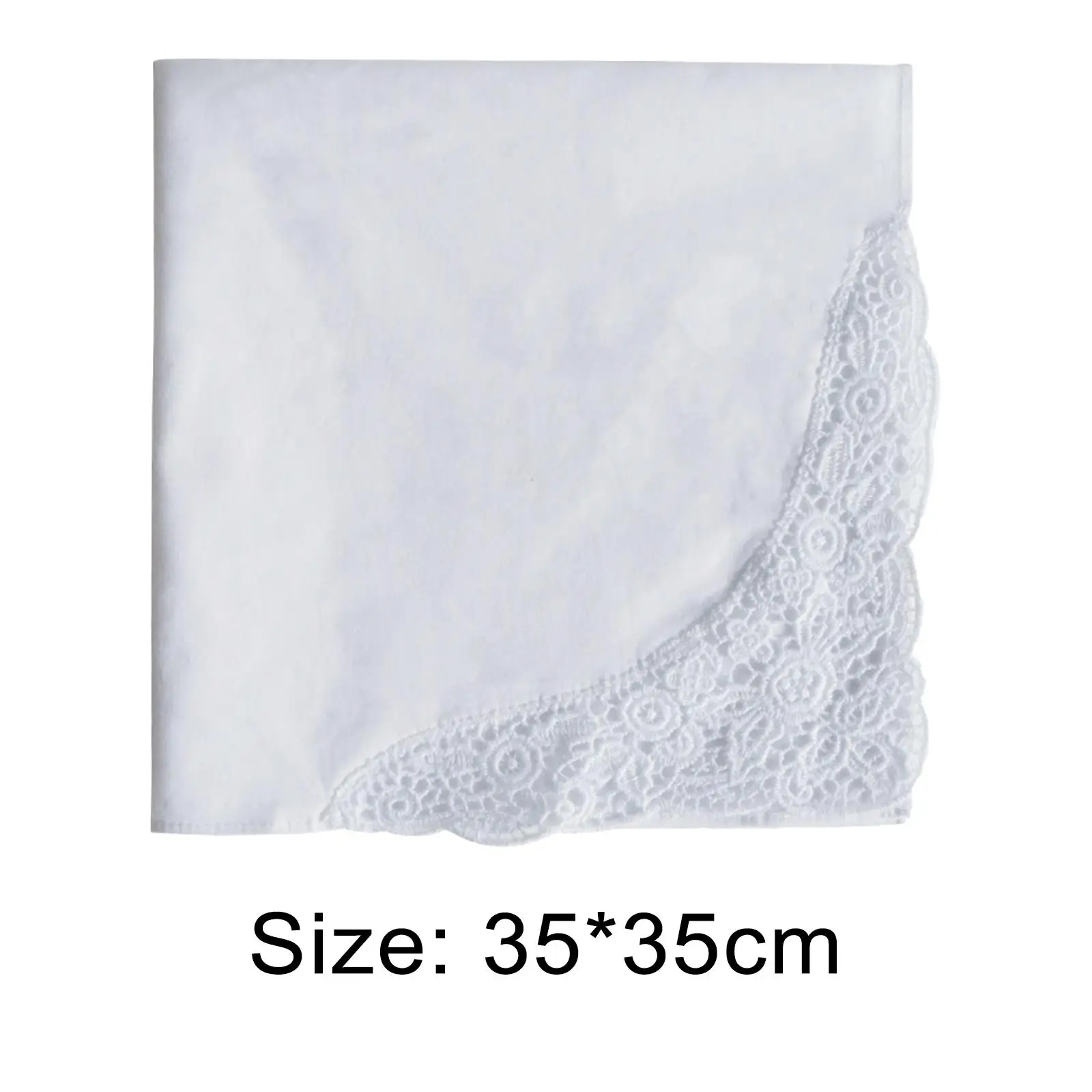 12Pcs Wedding Hankies White Handkerchief Bandanas with Lace Edge Ladies Hanky