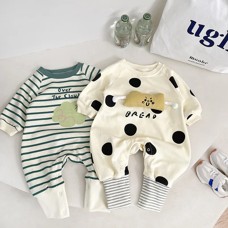 Cute Baby Rompers Spring Autumn O-Neck Long Sleeve Striped Toddler Baby Romper 3M-3Y Boys Girls Jumpsuits