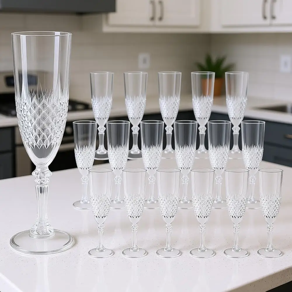 

Пластиковые бокалы для шампанского, 24 шт., прозрачные, многоразовые, небьющиеся акриловые бокалы для вина на День святого Валентина, свадьбы, девичники.