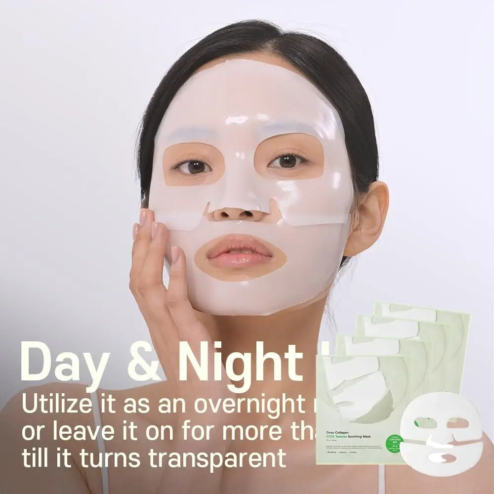 4 ชิ้น/กล่อง Deep Collagen Deep Collagen Mask Soothing Hydrating Overnight Collagen Face Mask Overnight Extract Collagen Face Mask