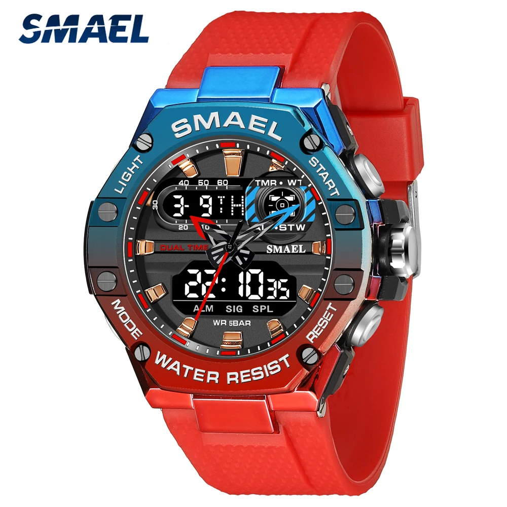 

SMAEL Top Luxury Brand Mens Military Army Watches Dual Display Quartz Waterproof Wrist Watch Men Sport Stopwatch Clock