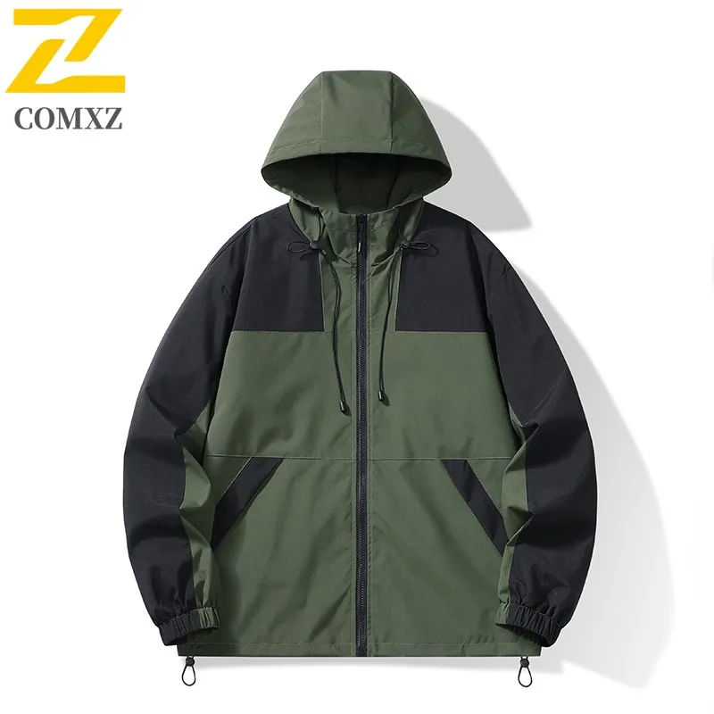 

COMXZ 2025 Men hooded zip-up Jacket Casual Fashion Youth Trendy Versatile Sport Coat Autumn Arrival Street Style windbreaker