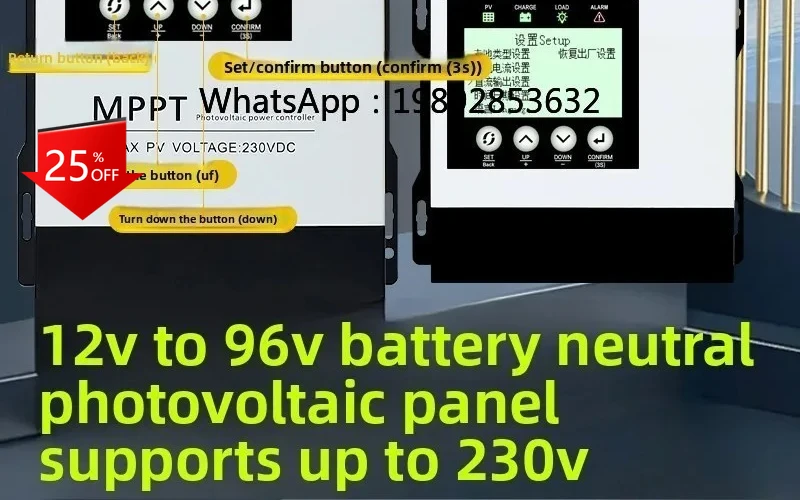 

Solar Controller 30A50A60A80A Photovoltaic Power Generation Automatic 12V24V48V96V Universal Type