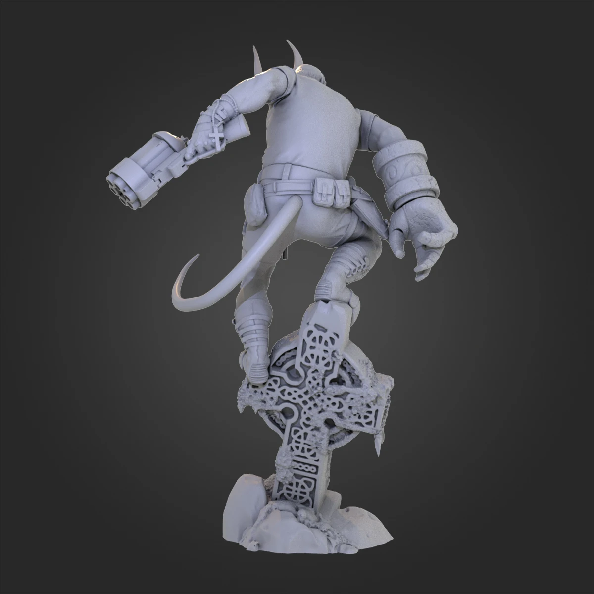 1/24 Scale Height 95mm Resin Figure Model Kit Hellboy Armed Styling Unassembled and Unpainted Toys