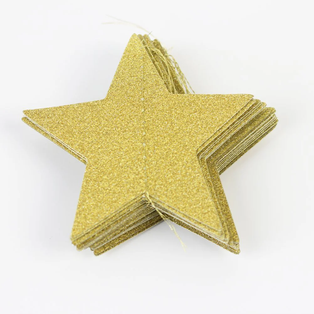 

2Pcs 10cm Golden Star Garland Christmas Party Decor Twinkle Banner for Wedding Birthday Festive Events Star Garland