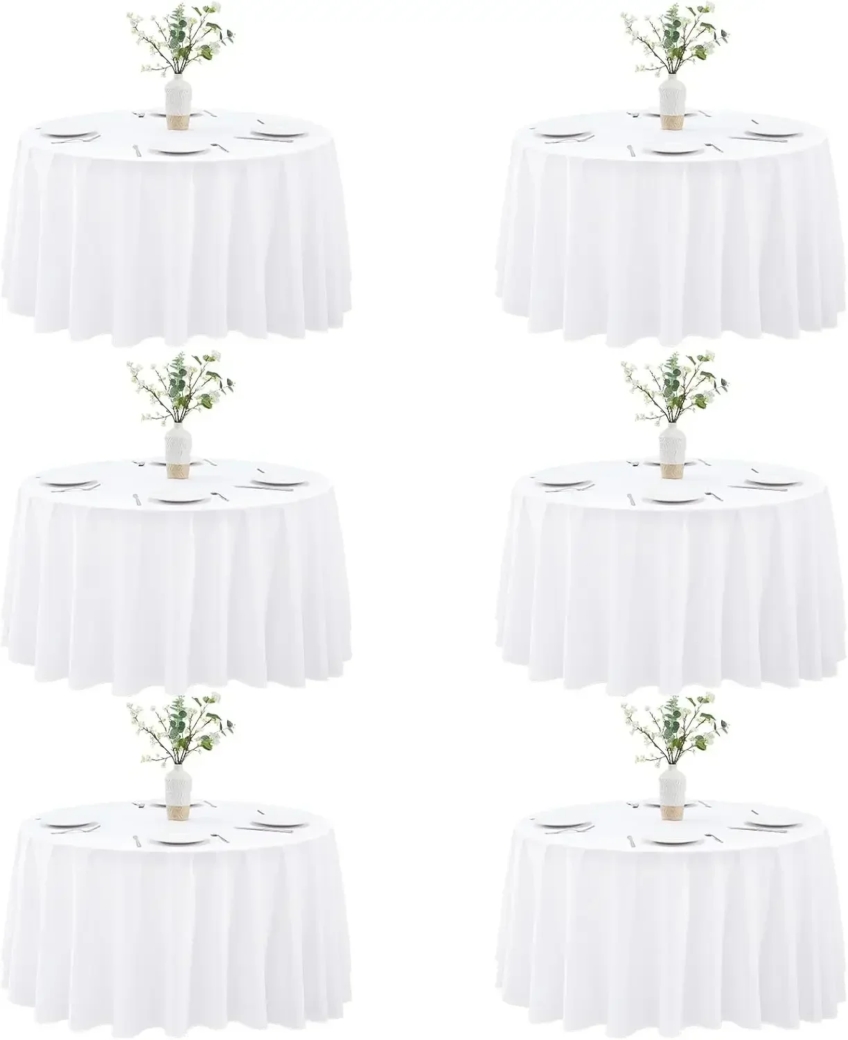 

White Round Tablecloth 120 Inch - Heavy-Duty Polyester Fabric Table Cloth Round Table Cover for Round Tables - Reusable & Washab