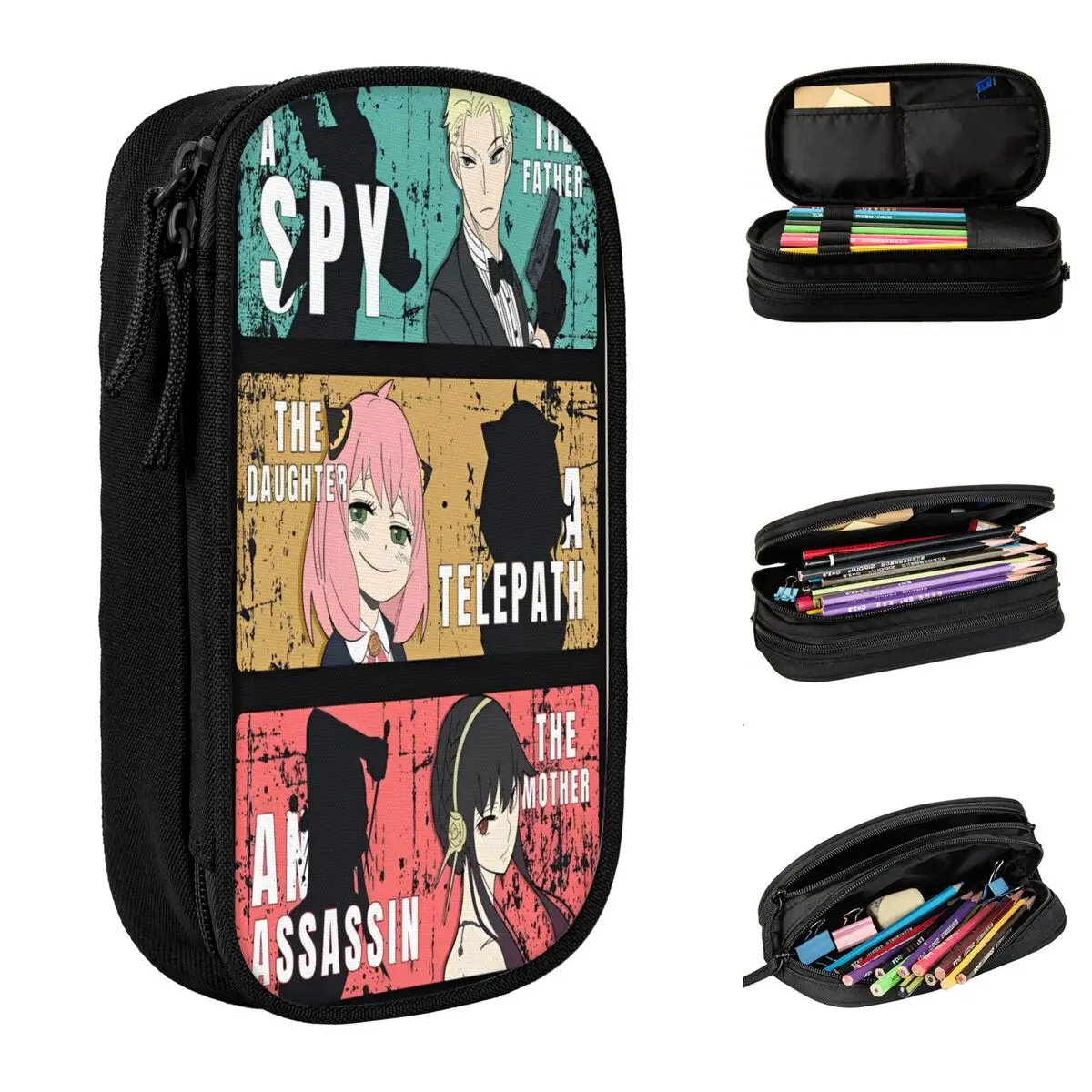 New Spy X Family Anime Pencil Case Kawaii Comic Anya Pencil Pouch portapenne per studente borsa di grande capacità cancelleria regalo scolastico