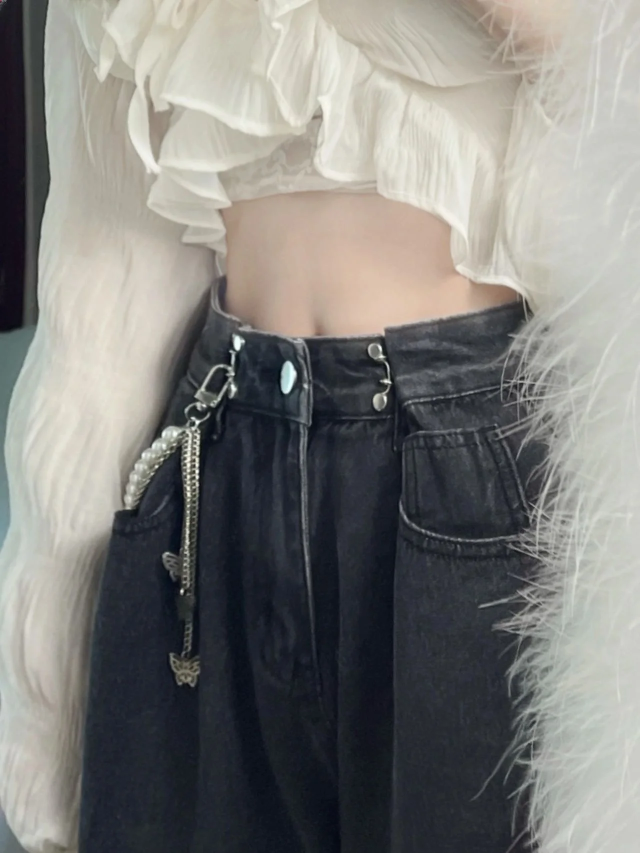 

High Waist Wide Leg Jeans Women's Straight Loose Fit Casual Style Anti-Wrinkle Durable Deep Color for plus Size Ladies