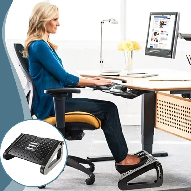 Adjustable Desk-Side Footrest Improves Posture Foot Ergonomic Aid Sturdy Design Massage Rollers for Study Room, Home