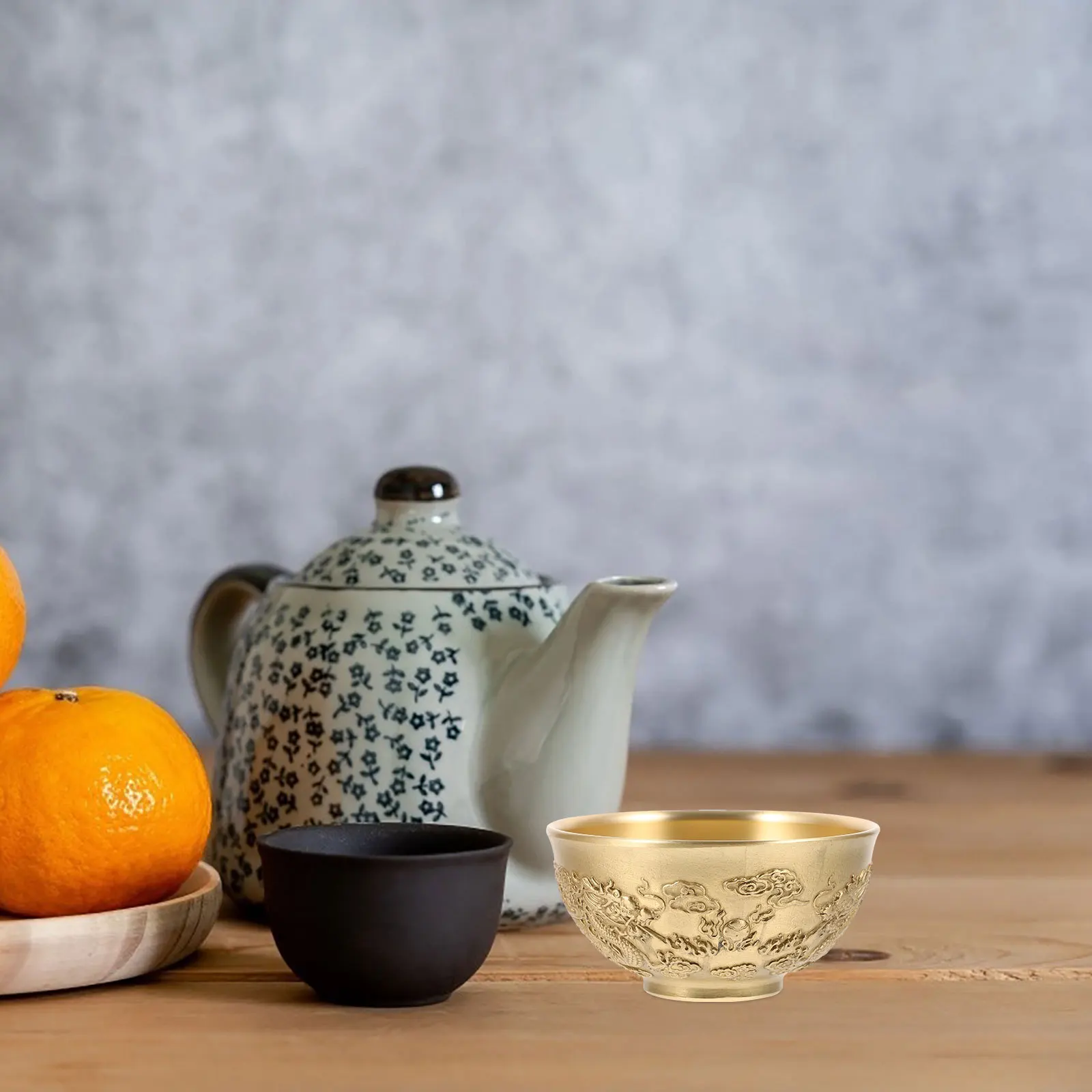 

Copper Treasure Basin Vintage Fortune Bowl Decorative Desktop Adornment for Home Office Tabletop Storage Money Wealth Bowl