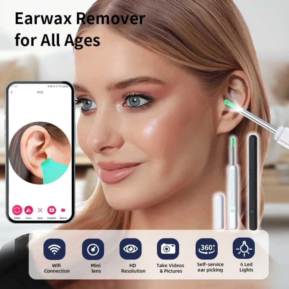 

Mobile App Visual Ear Cleaner WiFi Connection USB Charging Ear Wax Cleaner Wireless LED Lights Earwax Removal Endoscope Ear Care