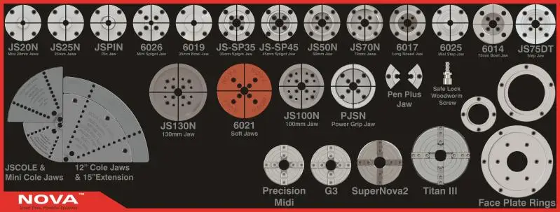 NOVA WOOD LATHE CHUCK ACCESSORY MINI STEP JAW SET (SKU 6025)