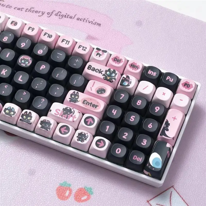 125 Keys MOA height Keycaps small black dragon keycap cute PBT For Mechanical Keyboard sublimation HI75 HI8 S99 F99 108 F87 68