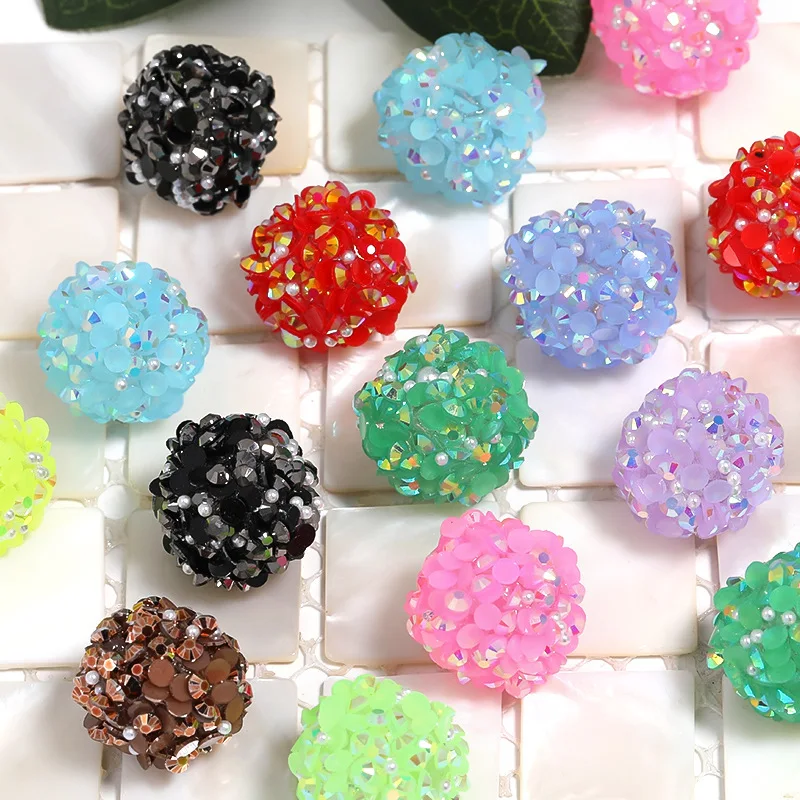 Trendy New 20pcs 18mm AB Resin Rhinestones Ball Beads Fit Fashion Necklace Earring Ornament Akcesoria Materiał Długopis Making