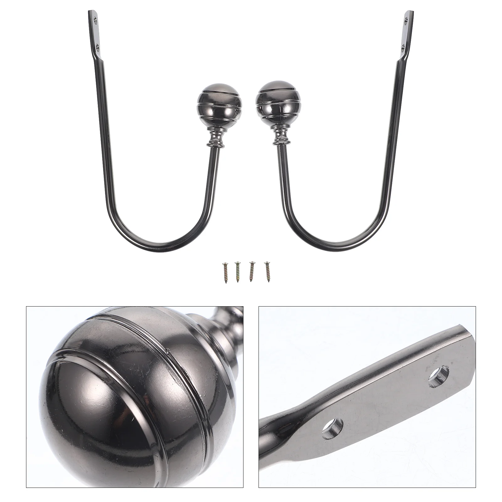 

2pcs Metal Curtain Hooks Wall Mounted Holdback for Drapes Tieback Bedroom Bathroom Living Room Smooth Surface Iron